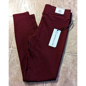 New Dictionary sz M Catriana Ponte Skinny Tight Leggings burgundy D4